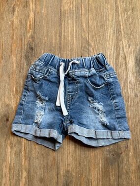 Little Bipsy Distressed Rolled Cuff Denim Shorts – Blue 2-3T